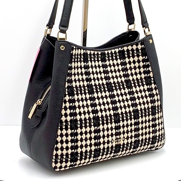 Kate Spade Leila Tweed Medium Triple Compartment Shoulder Bag Tote - Picture 2 of 16